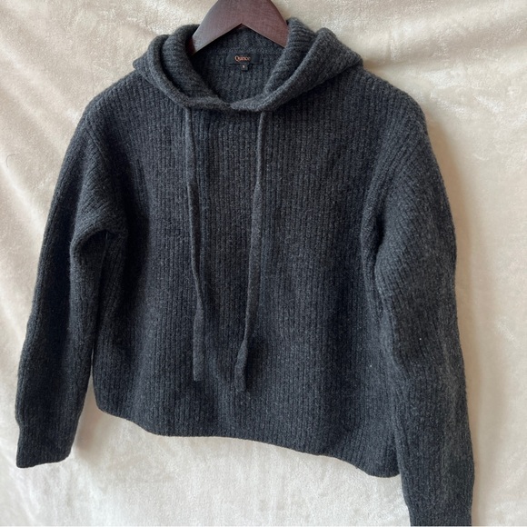 Size Small Quince Mongolian Cashmere Fisherman Pullover Hoodie Charcoal Grey - Picture 4 of 7